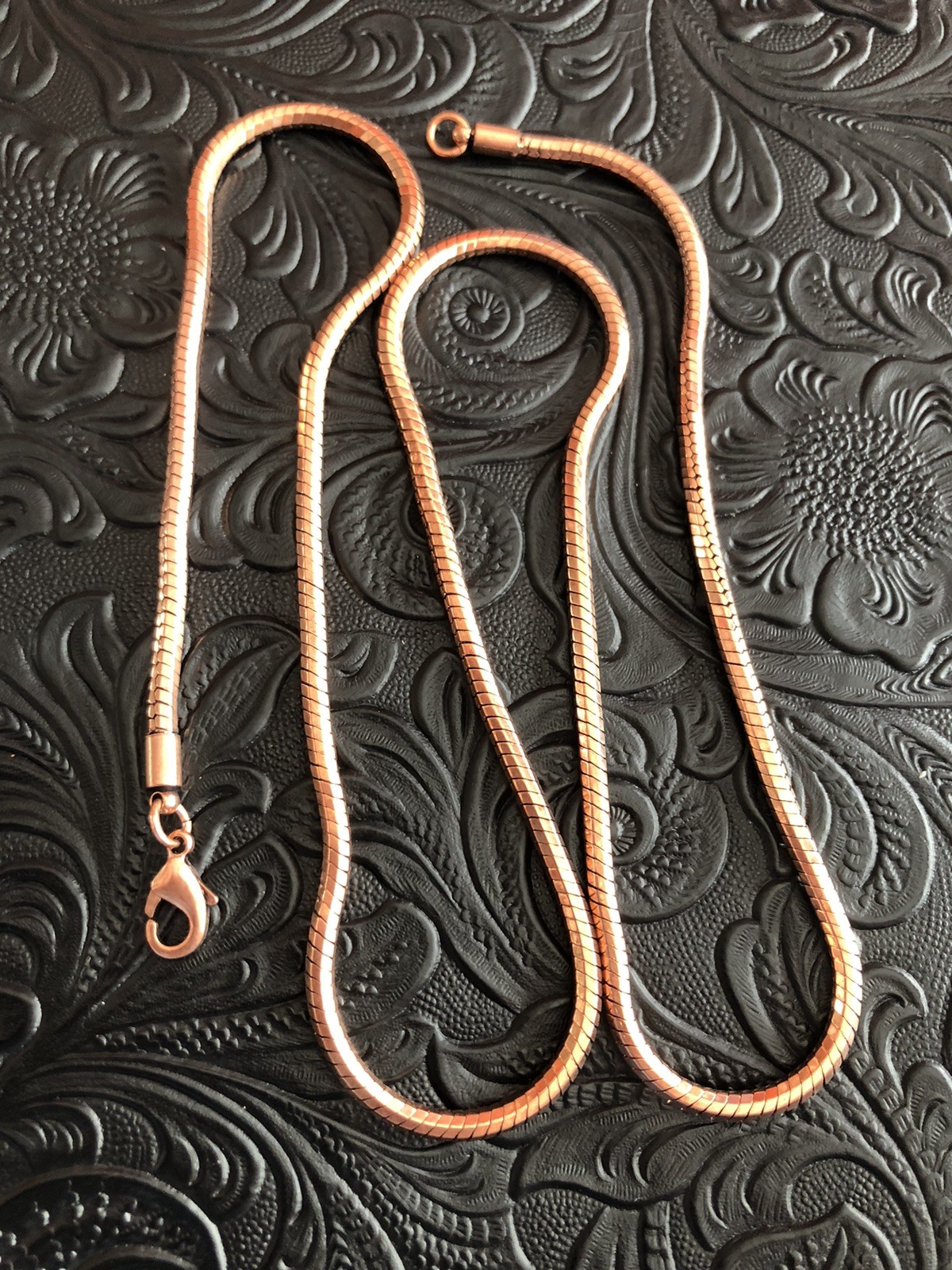 Copper Snake Rope Chain 23” Necklace Lobster Clasp, Wear In Good Health