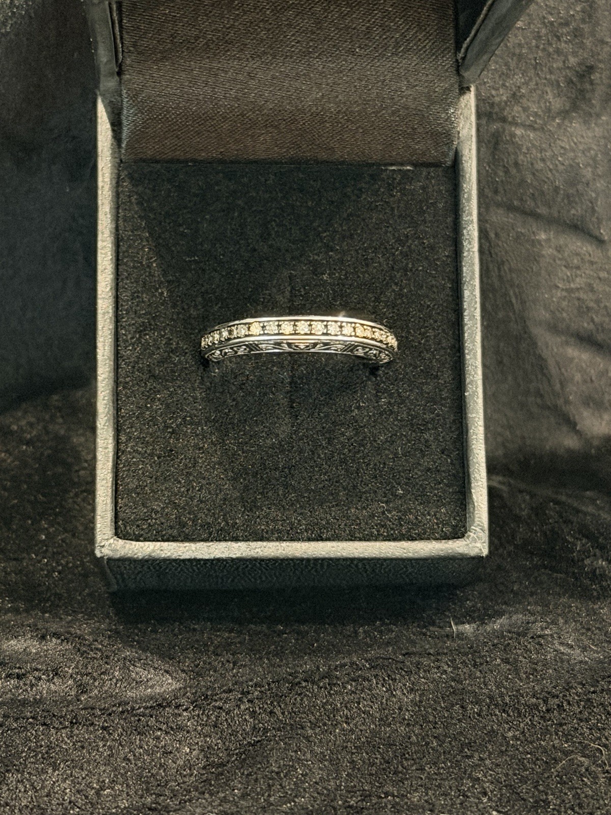 925 Sterling Silver Champagne Diamond Eternity Ring HSN Channel set Filigree