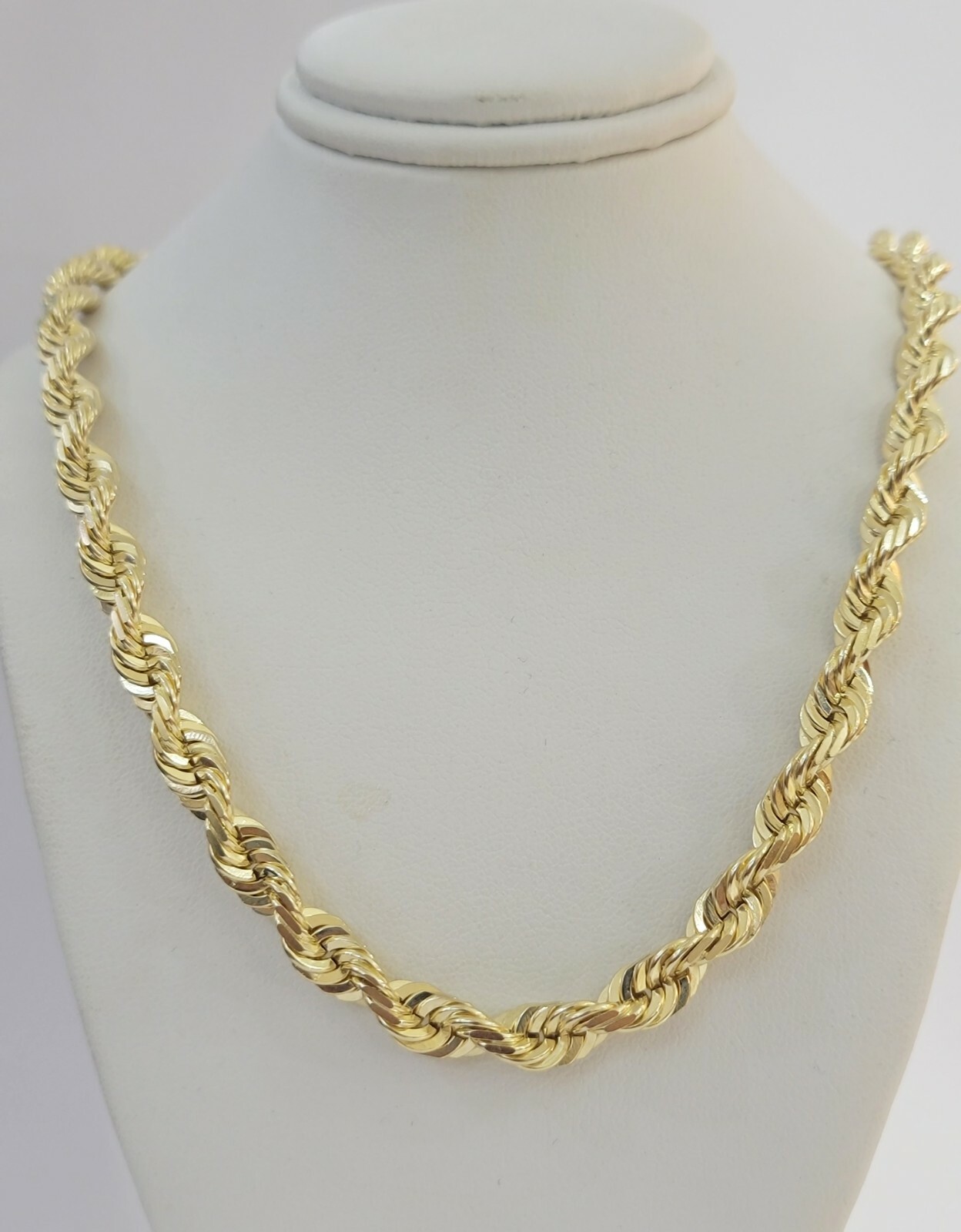 Real Solid 10k Gold Rope Chain Necklace 4mm-10mm Diamond Cut 18″-30″ For Pendant