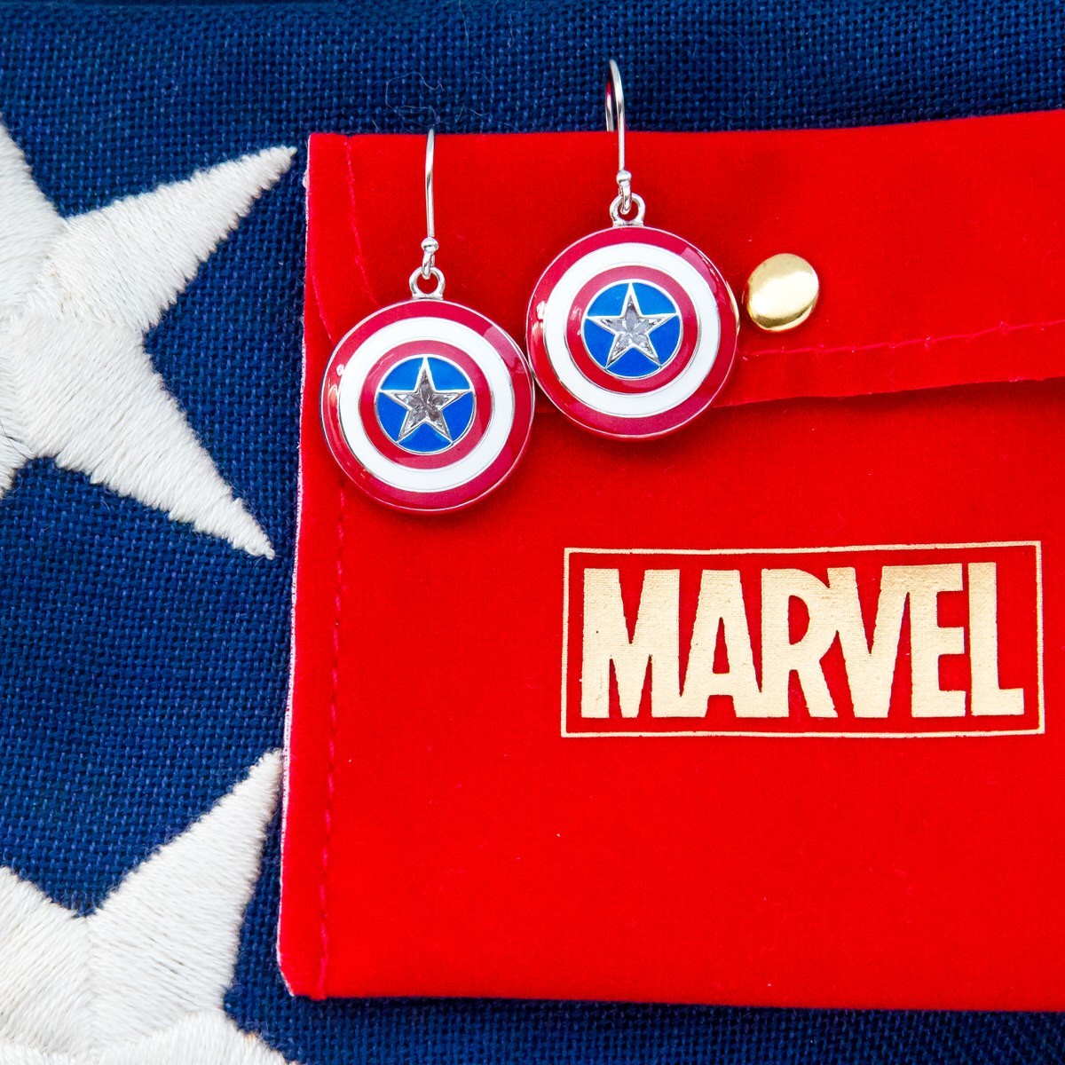 Marvel X RockLove NEW ‘Captain America’ Shield Earrings with Glittering Crystals