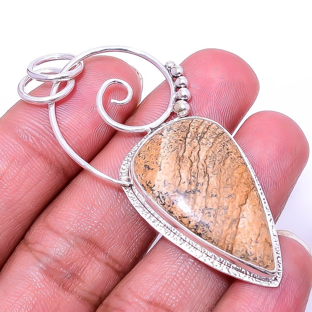 Picture Jasper – Oregon Designer Handmade 925 Sterling Silver Pendant 2.34″ P22