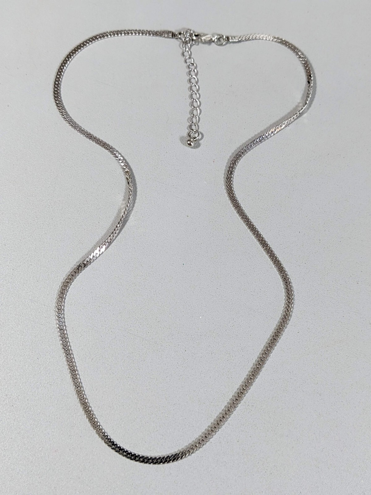 Silver Tone Classic Style Herringbone Chain 3mm Wide 23.5 in