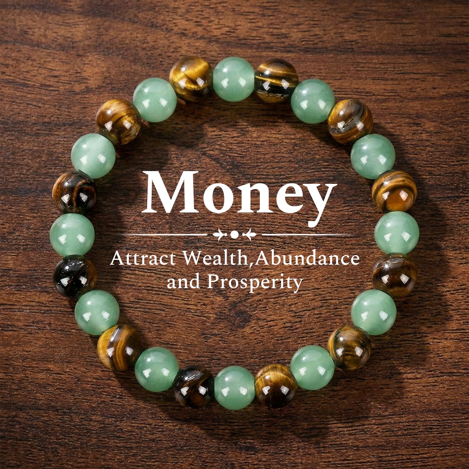Money Green Aventurine Tiger Eye Stone Healing and Bracelet for Men Women Gift