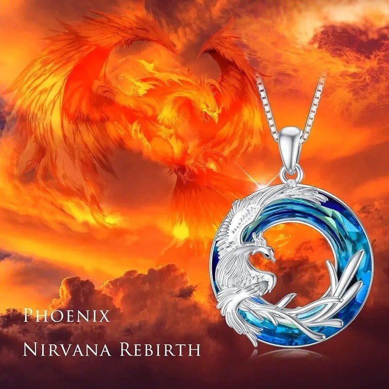 Rainbow Mystical Fire Topaz 925 Sterling Silver Charms Phoenix Pendant Necklace