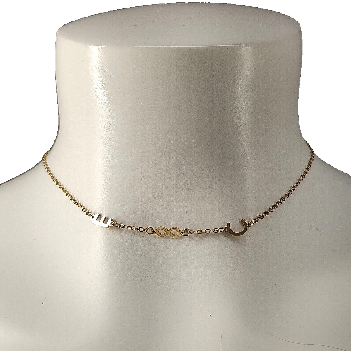 Chain Choker Necklace Off-center E&C Forever 15.5-17.5″ Fashion Jewelry