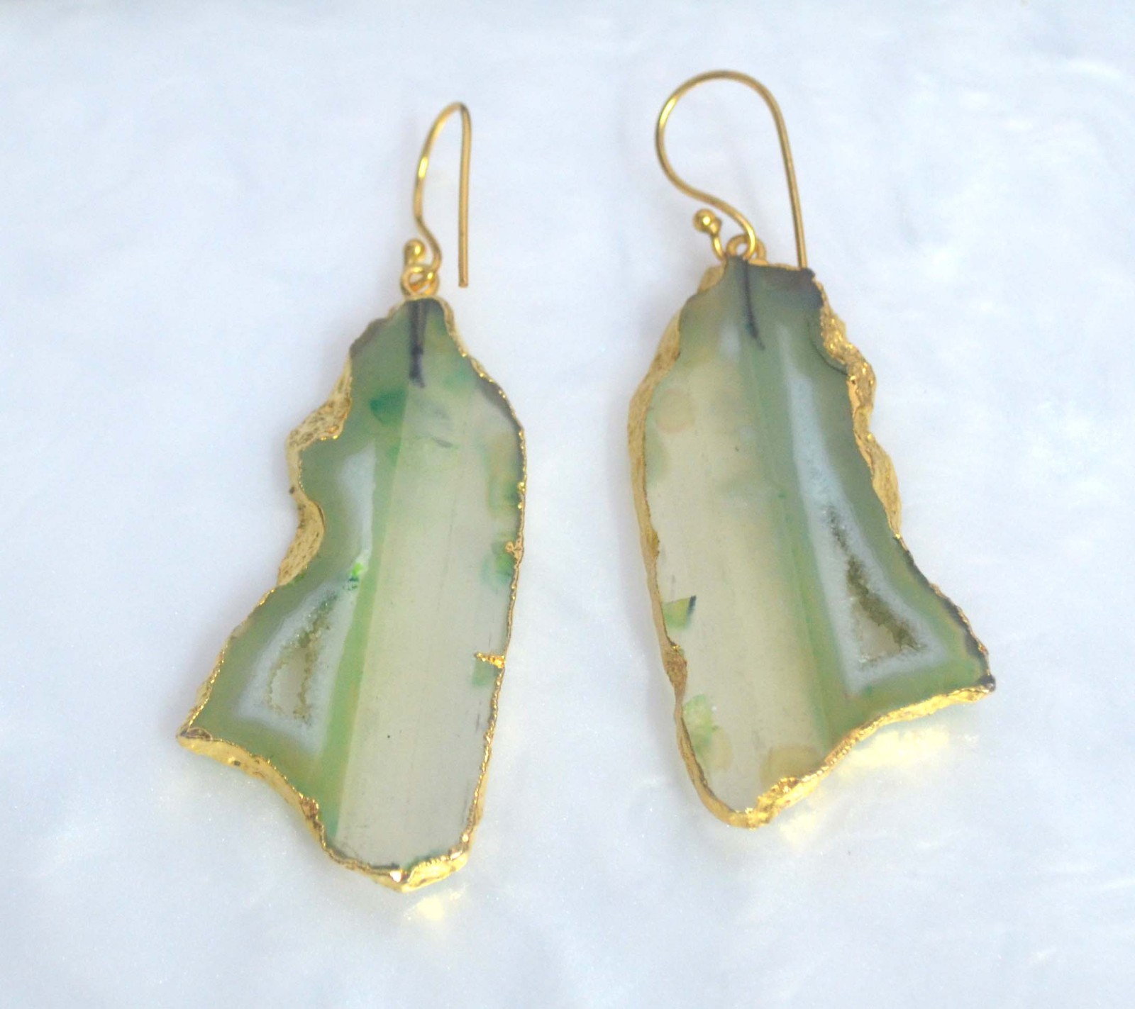 100 Cts. Electroplated Dyed Green Druzy Agate Women’s Earrings Jewelry-S16