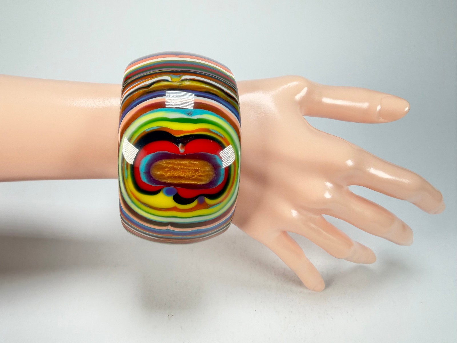 Jackie Brazil Tiger Liquorice Allsorts w/Cat Eye Mix Colours 5cm Resin Bangle