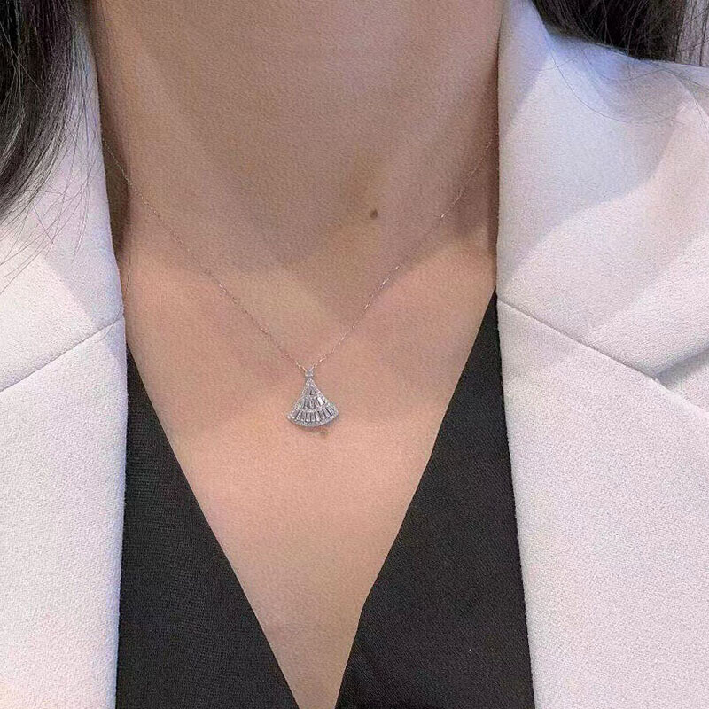 Fashion Women 925 Silver Filled Wedding Necklace Pendant Cubic Zirconia Jewelry