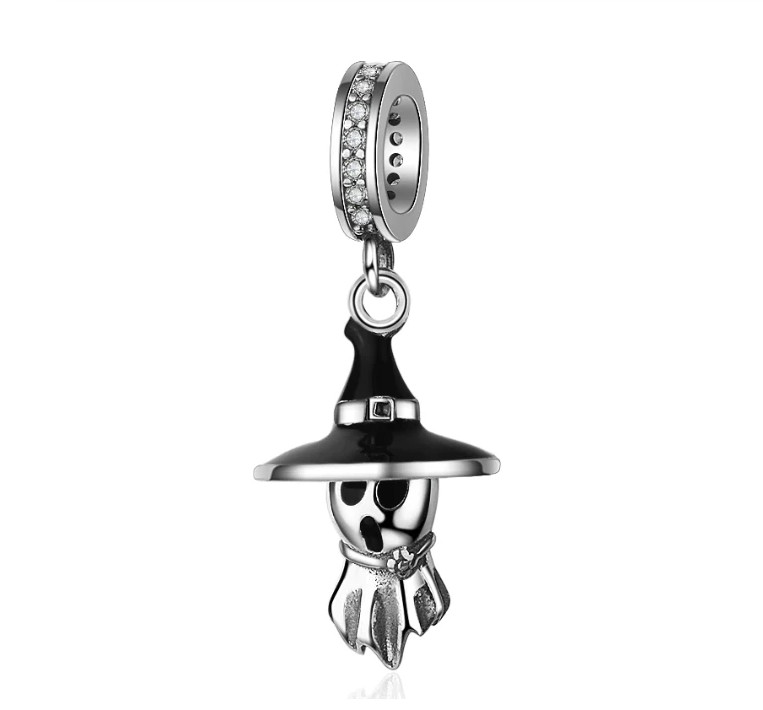 Scary Cute Ghost Witch Charm 925 Sterling Silver – Fits all Charm Bracelets