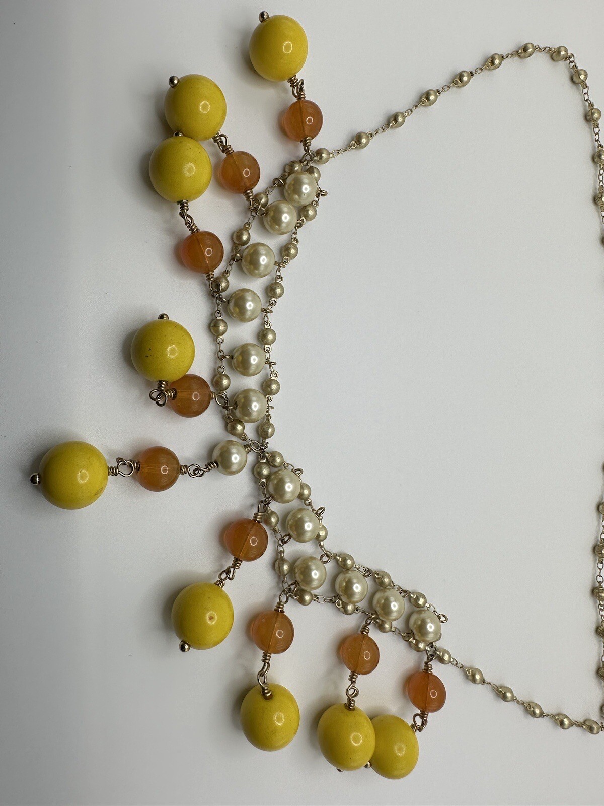 27 inch J Crew Yellow Bead Statement Necklace NB8