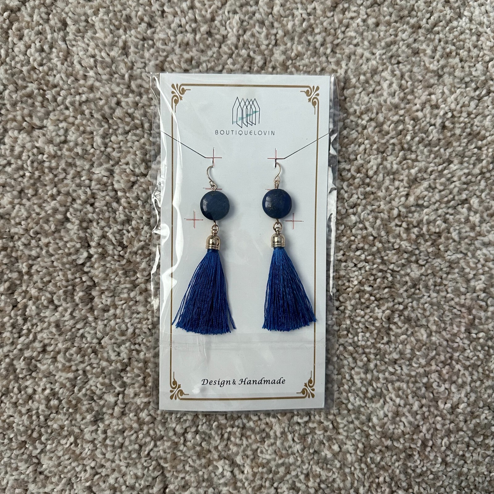 NEW Boutiquelovin Lapis Blue Tassel Fringe Dangly Statement Fashion Earrings