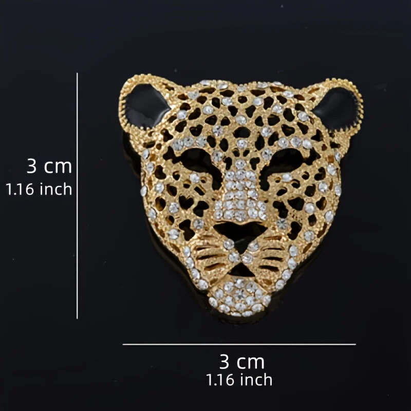 Full Rhinestone Panther Head Brooch Men’s Suit Animal Pin Corsage