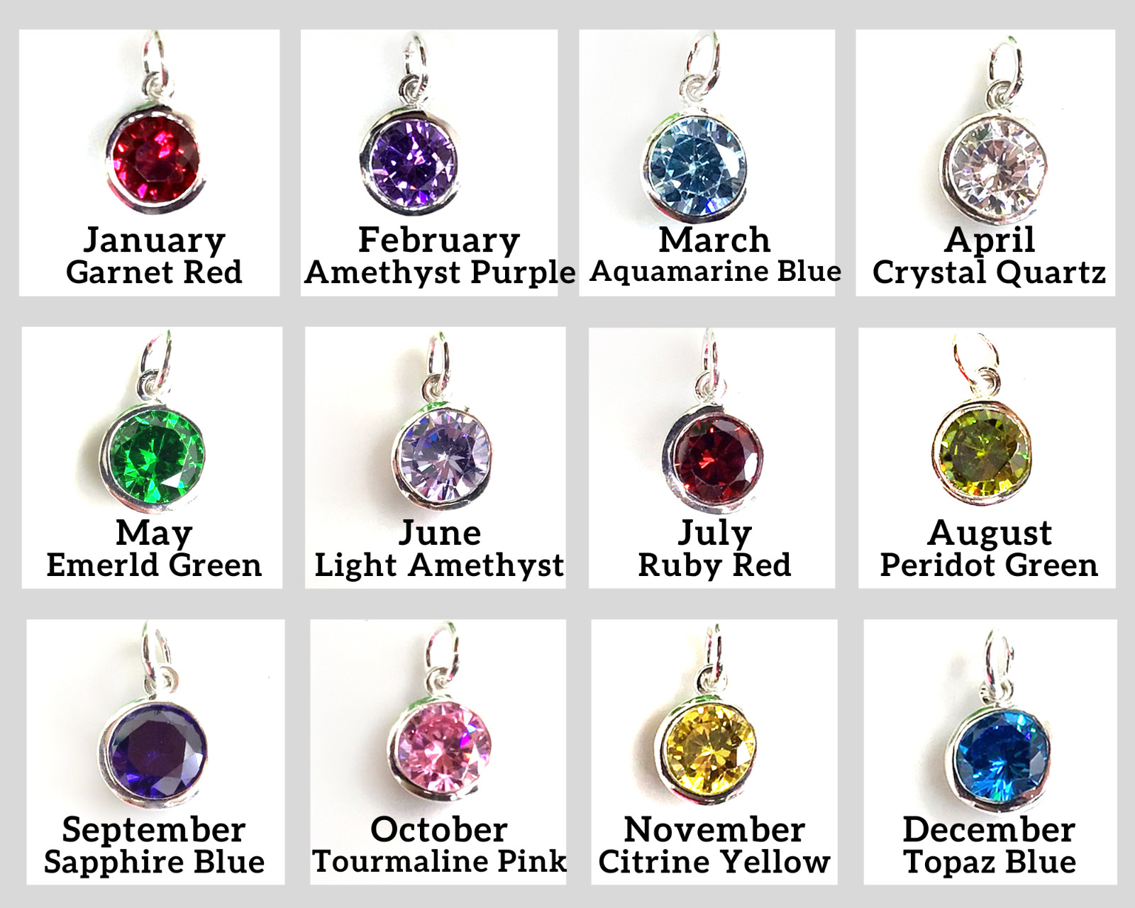 6mm Birthstone Charm Ring Sterling Silver Drop Cubic Zirconia CZ Bracelet ONE pc