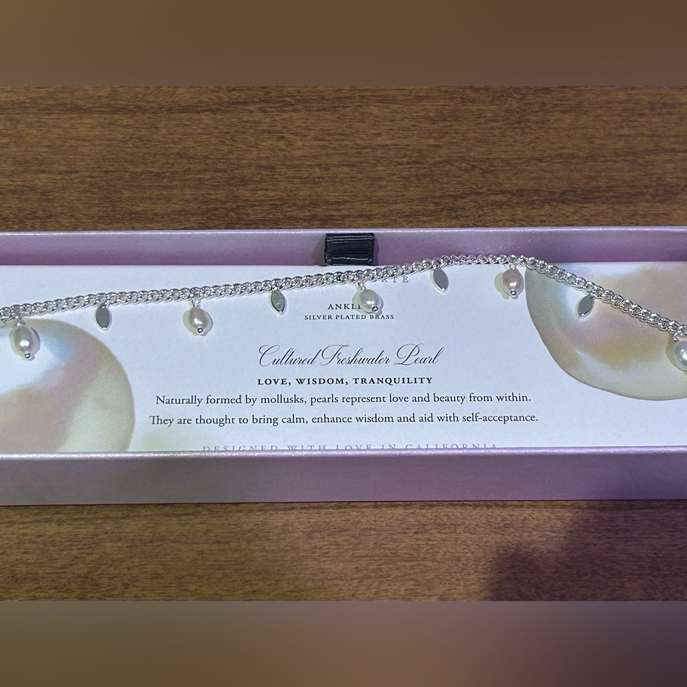 LUNA NORTE Silver Anklet With Cultured Pearl Charms NWTS