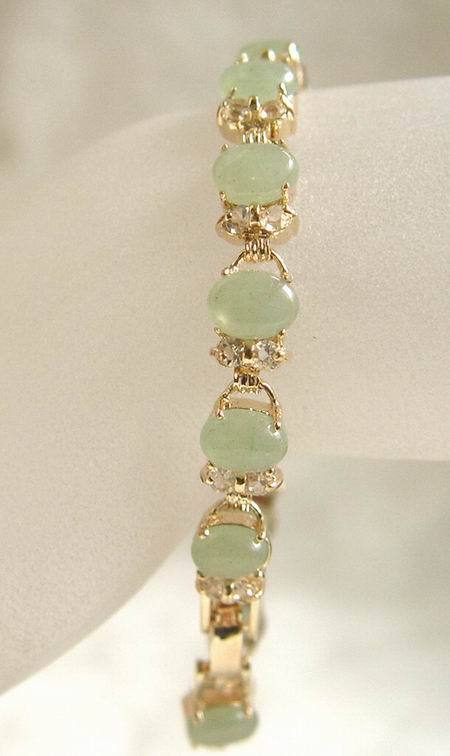 18K Gold Plated Jade Women Bracelet Ladies Fashion Jewelry Charm Bracelet Party