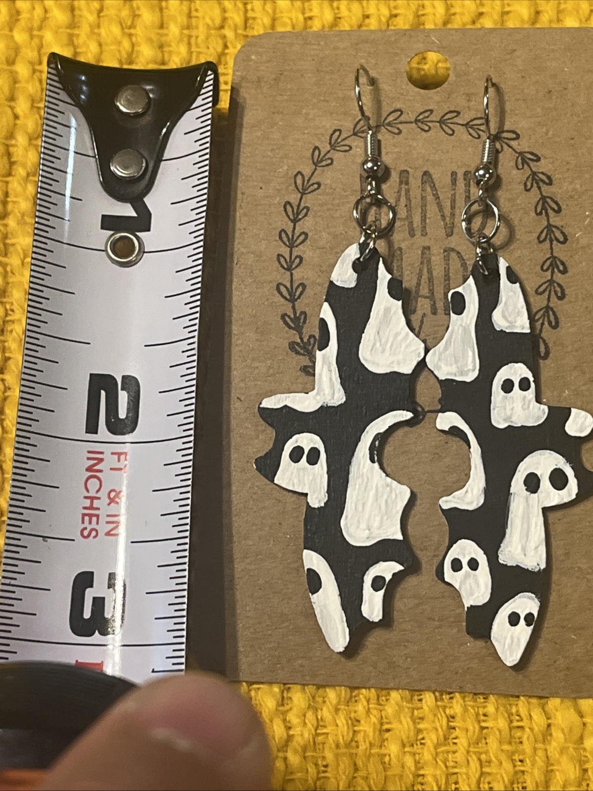 Ghost Bat Earrings NEW Hand Painted