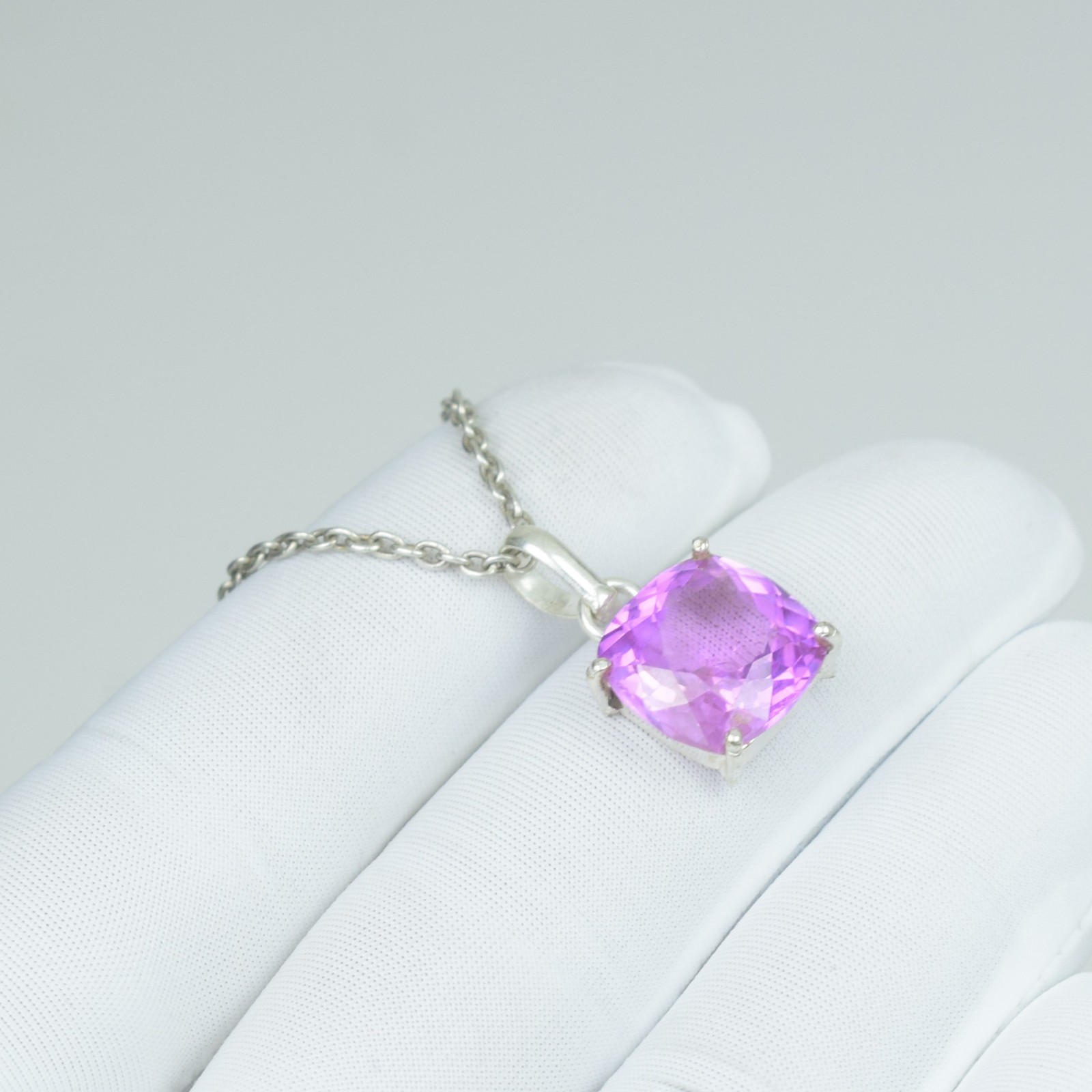17Ct Pink Kunzite Necklace Jewelry, Solid 925 Sterling Silver Pendant,