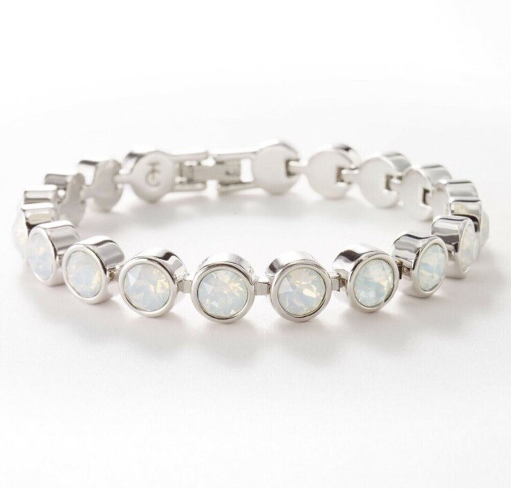 Touchstone Crystal By Swarovski Ice Bracelet in Glazed White Rhodium Plated