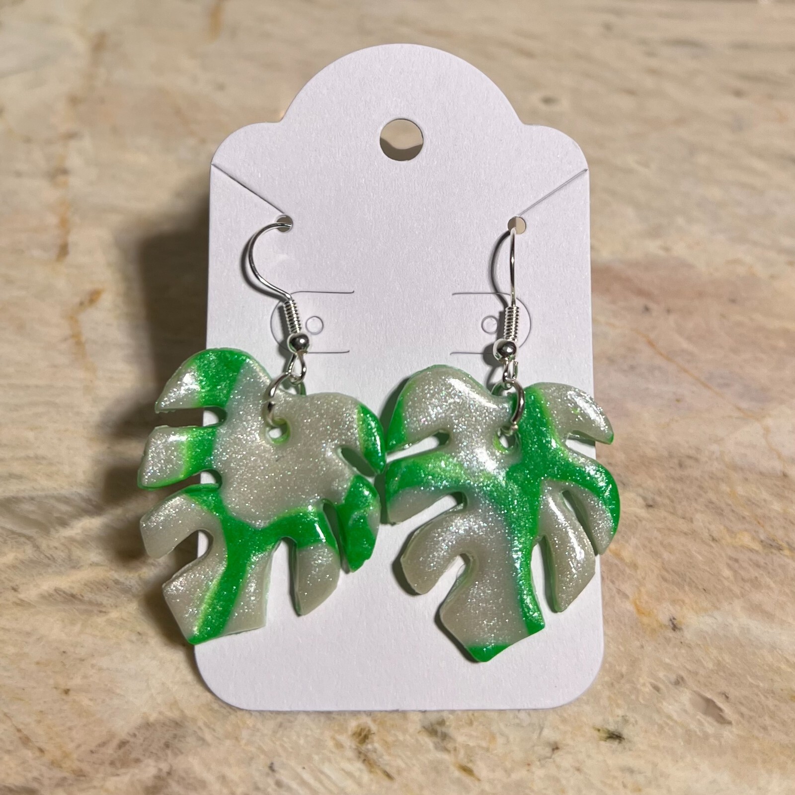 MONSTERA CLAY EARRINGS HANDMADE, GLAZED GREAT GIFT IDEA (SELECT FROM PHOTOS) #1