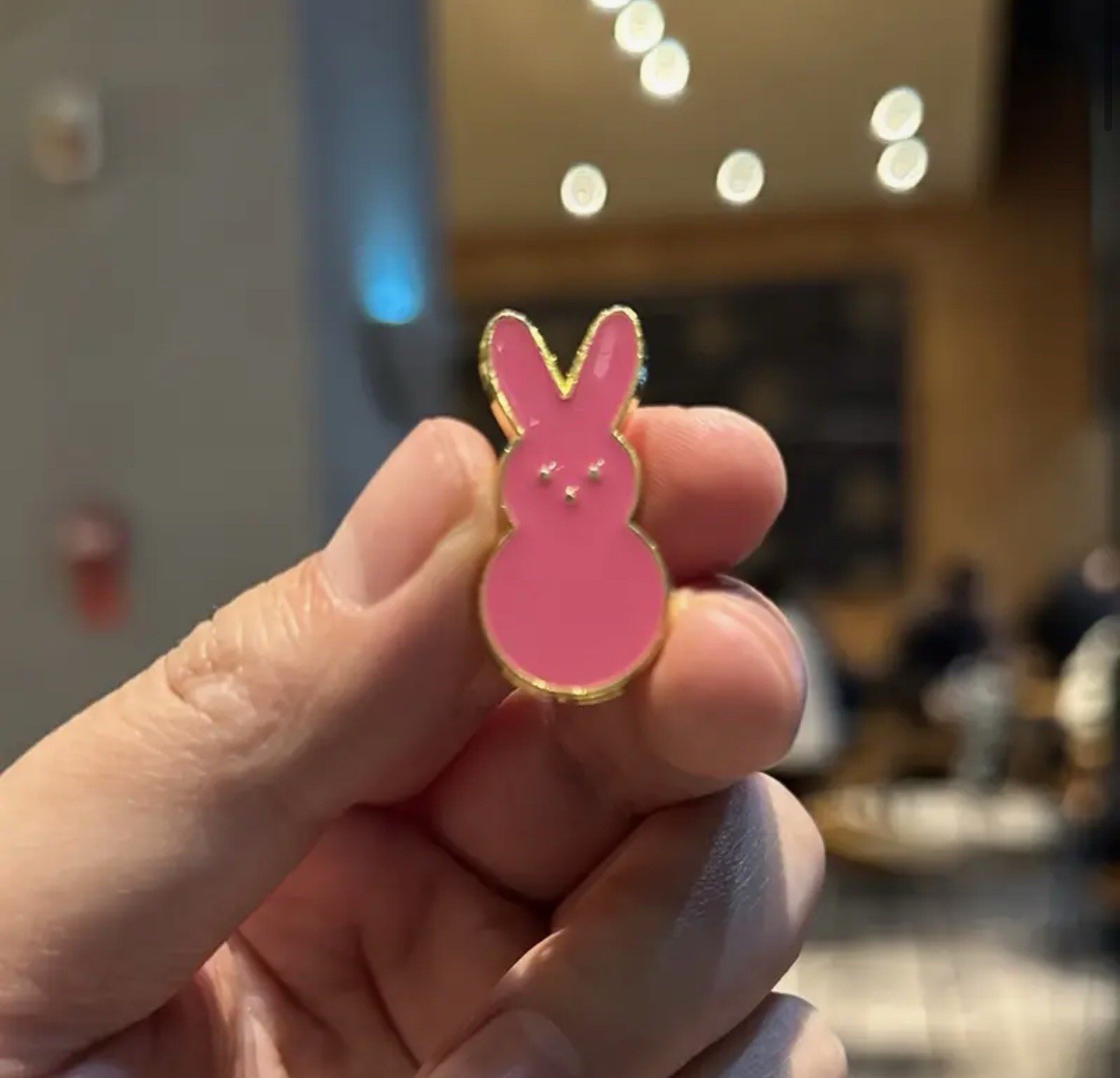 PEEPS Easter Bunny Rabbit Cottontail Gold Multicolor Enamel Brooch Pin Set