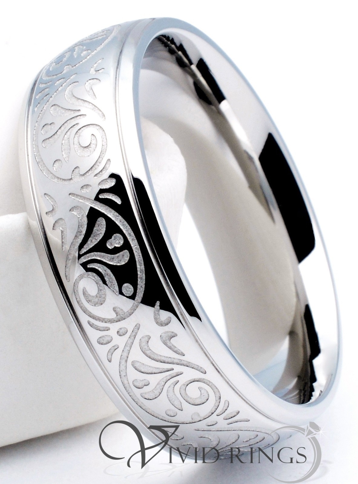Men Stainless Steel Ring Florentine Design Band 7mm Size 7 to 14.5