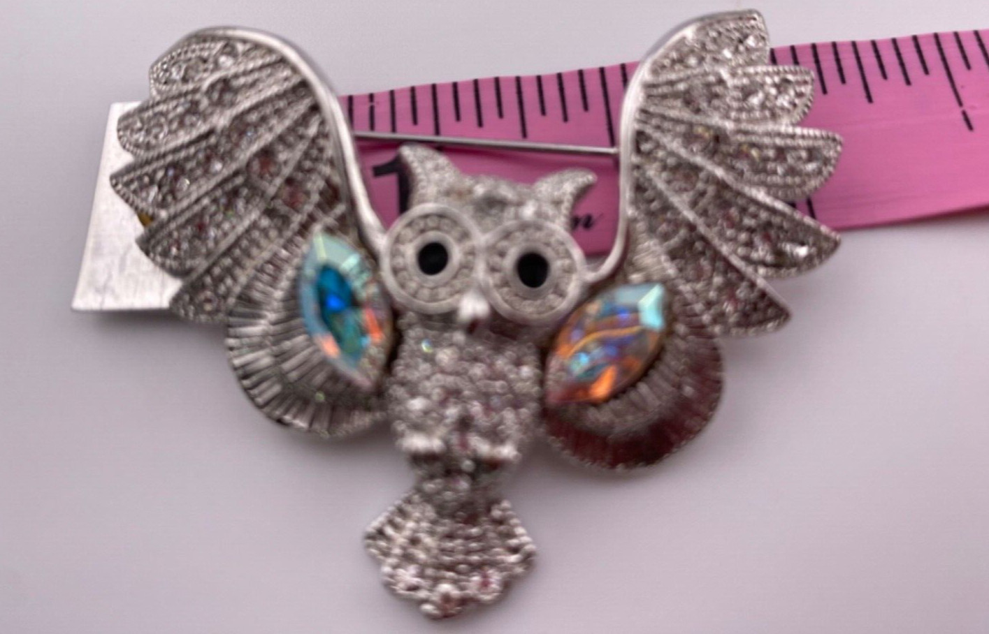 Spectacular Rhinestone 2” Sparkling Owl Brooch Pin 004-172