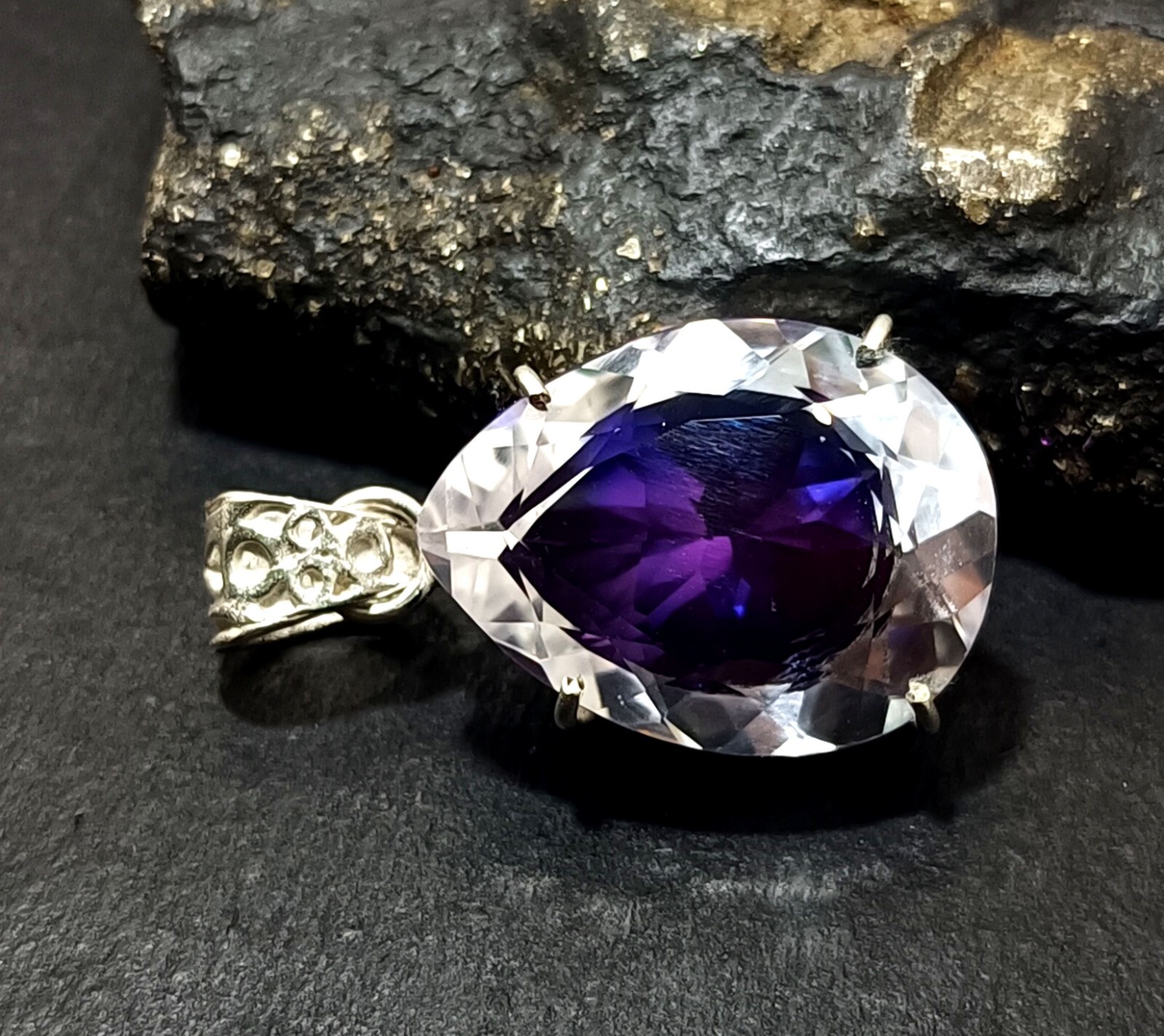 Bi-Color Rare Pitambari Sapphire Pear Natural 58.25 Ct 925 Silver Pendant Gem