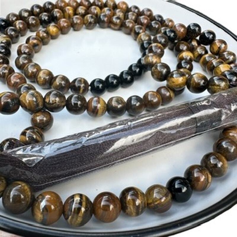 Tiger Eye Mala Beads with Bracelet – 108 Bead Protection and Strength Set