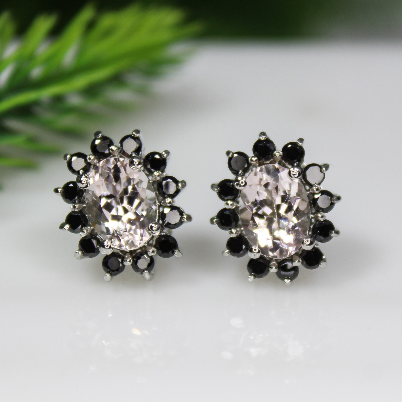 Natural Morganite Studs, Amazing 3.27 Gram, 92.5 Sterling Silver Studs