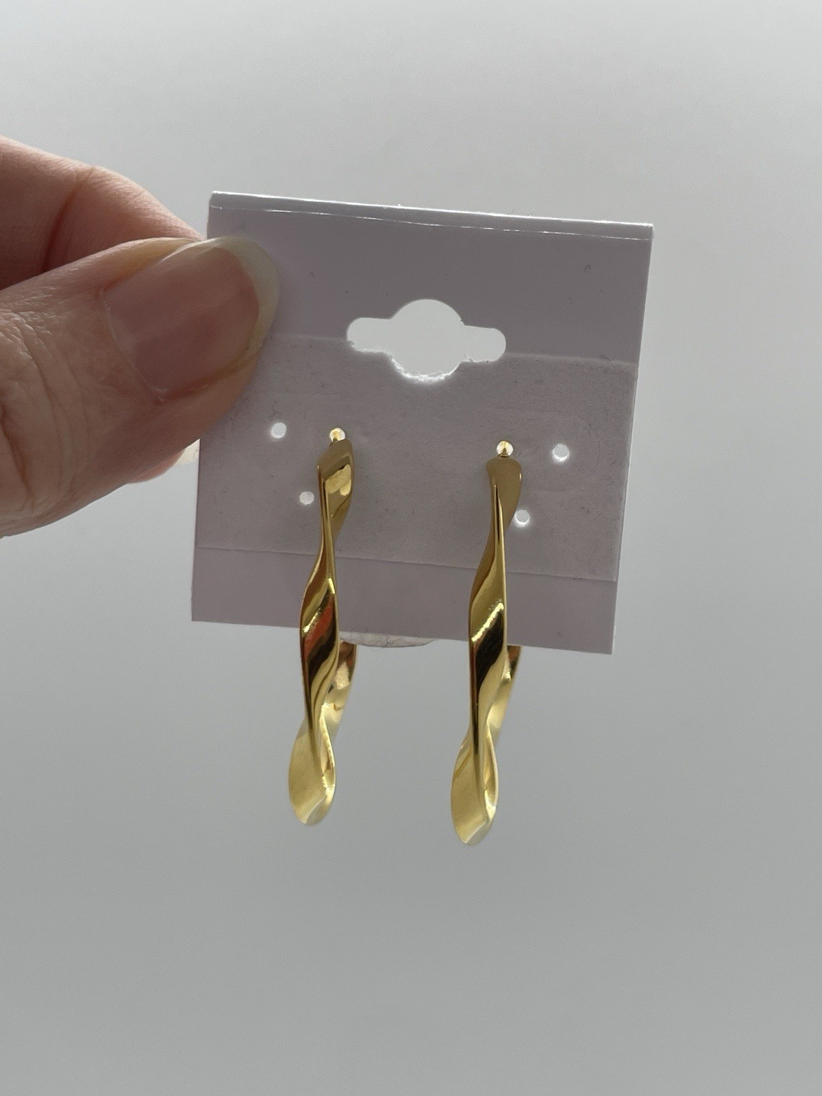 Gold Twisted Hoop Earrings Bold Medium Wave Wavy Statement Chunky Hoop C-Shaped