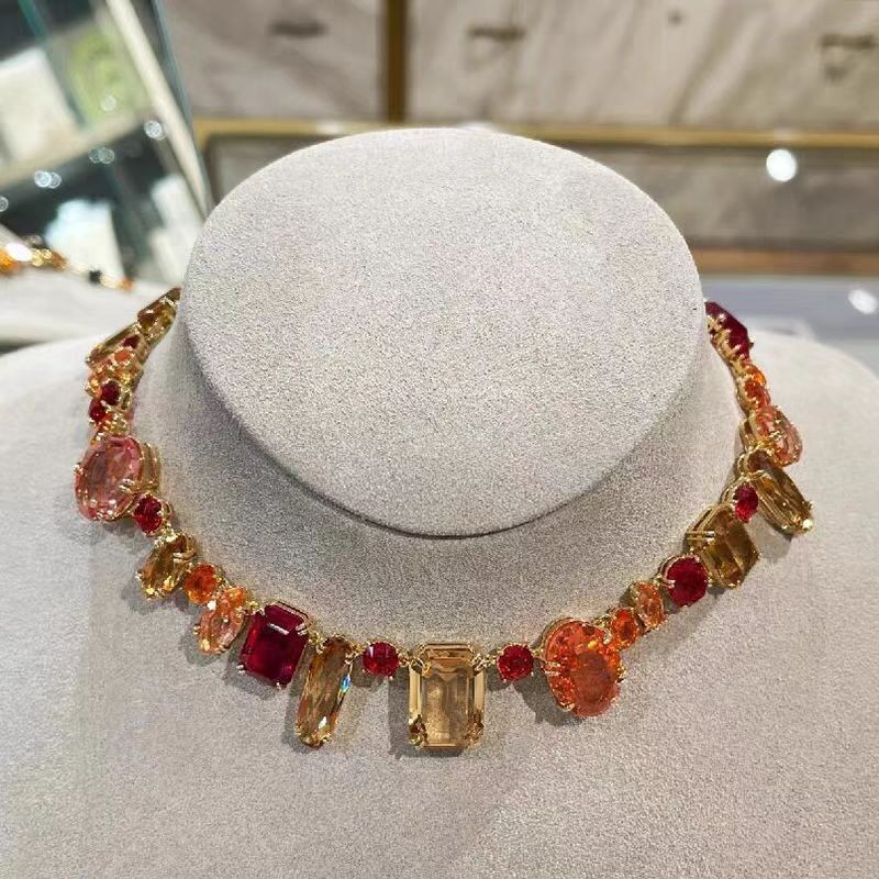 Swarovski Red Gema Mixed Cut Austrian Crystal Necklace