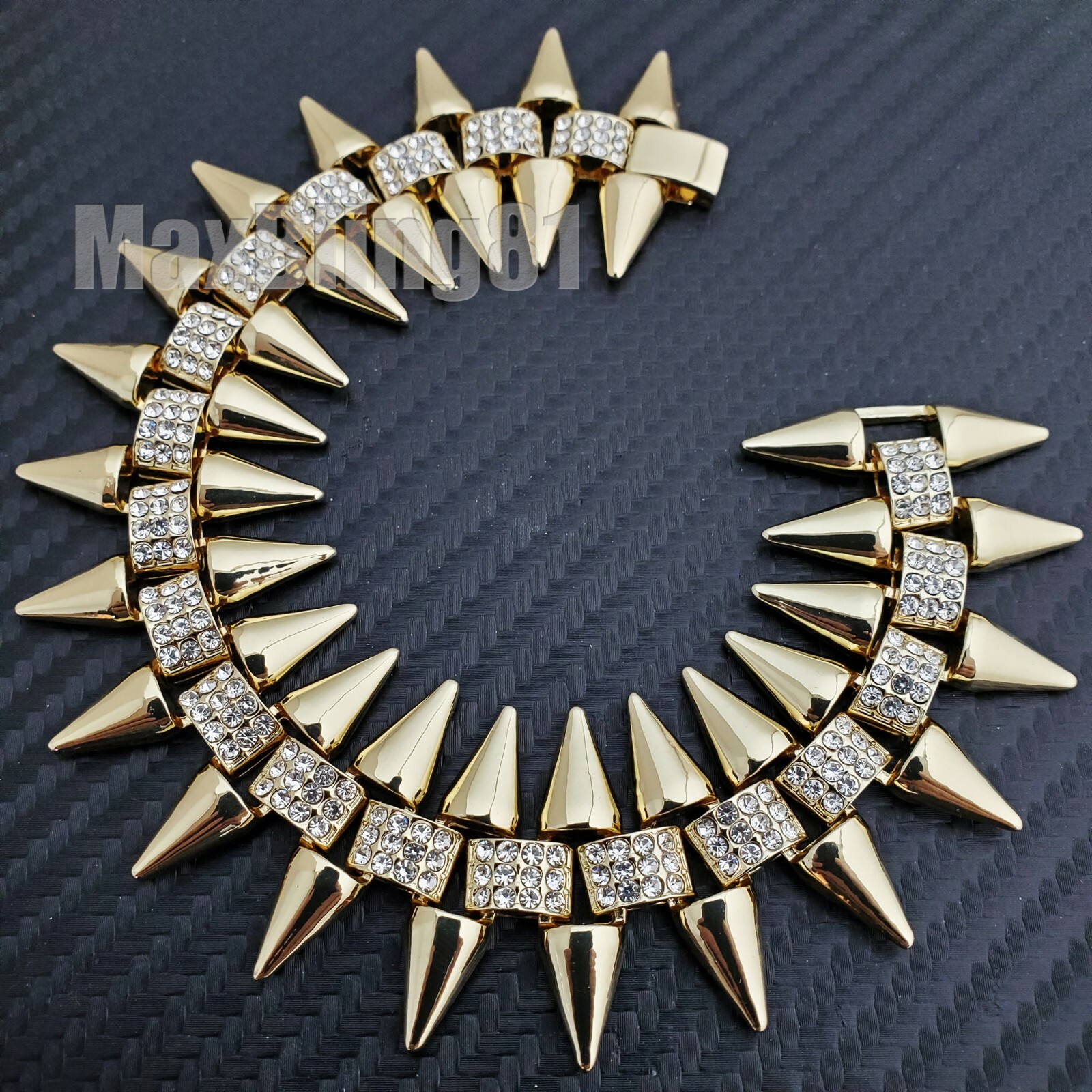Hip Hop Urban Iced Cubic Zirconia 30mm 8.5″ Spike Chain Fashion Bling Bracelet