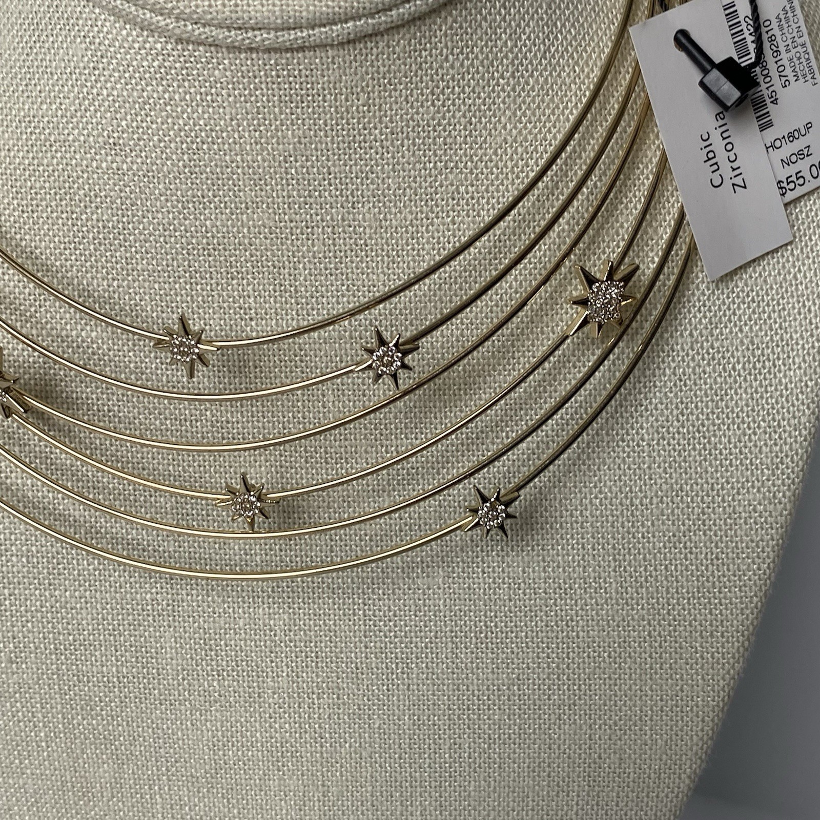 White House Black Market Necklace NWT Collar Bib Cubic Zirconia Stars NEW $55