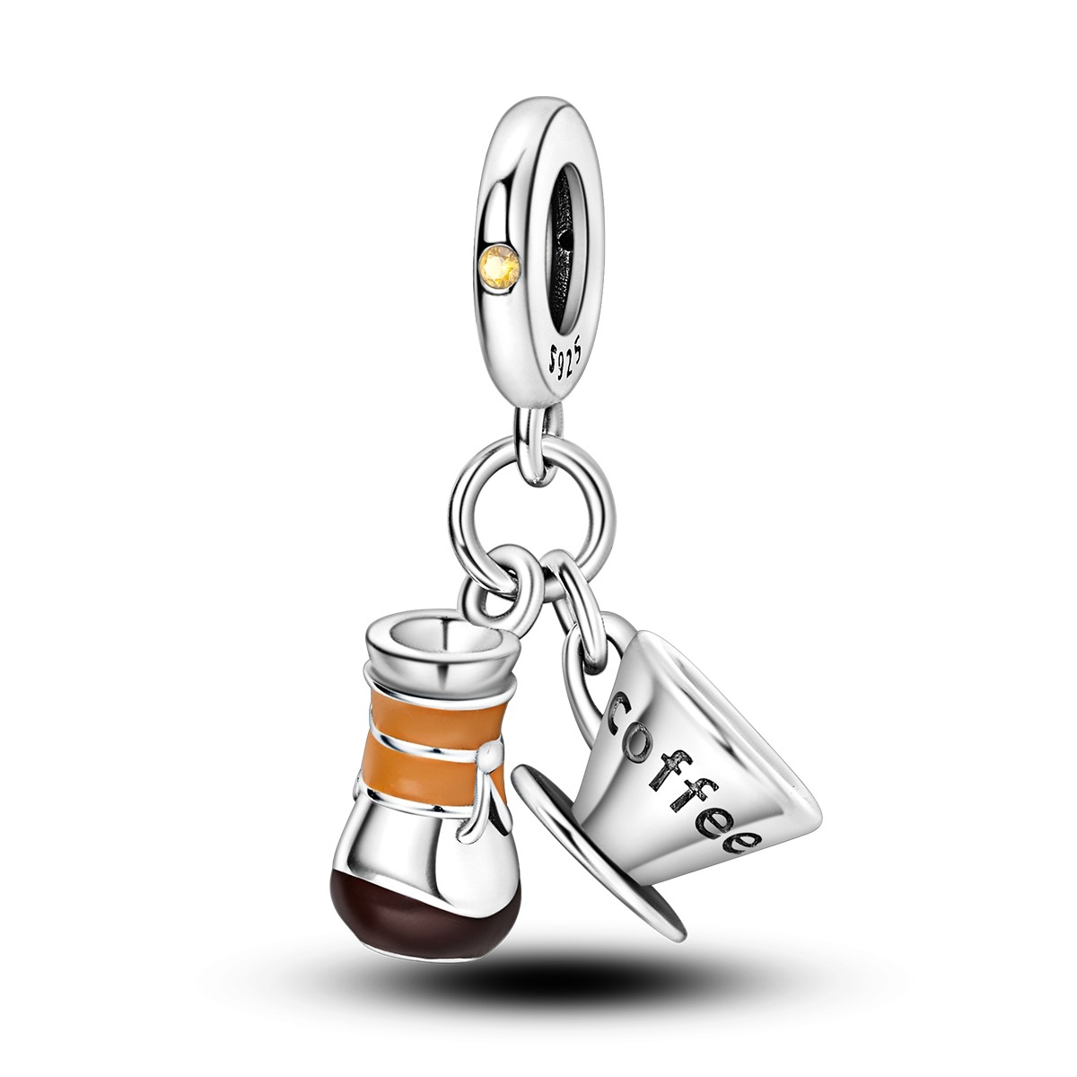MULA 925 Sterling Silver DIY Charm AAA CZ Drink Coffe Pendant For Women Bracelet