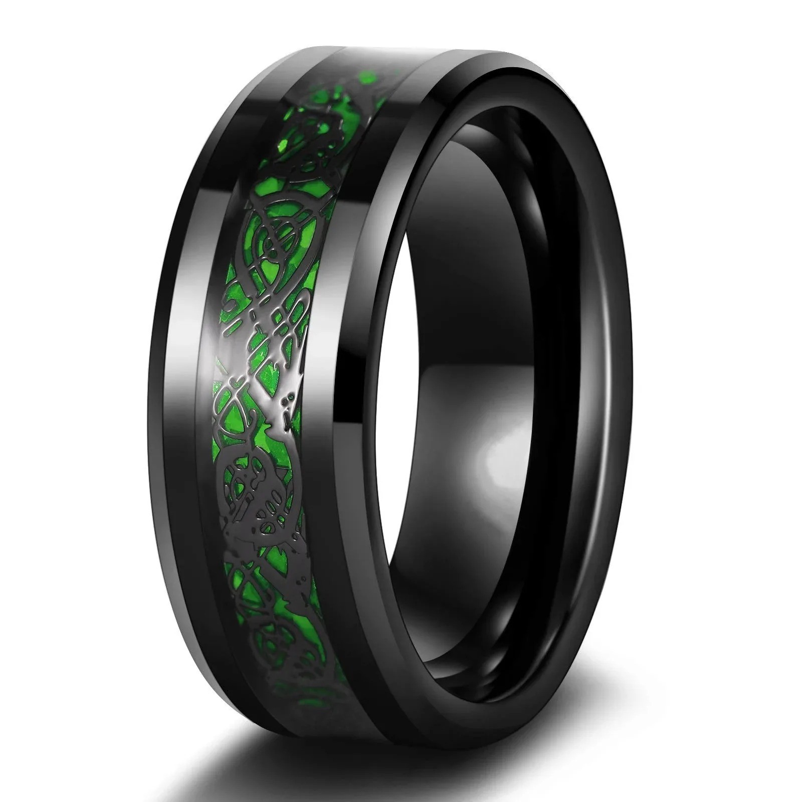 Titanium Stainless Steel 8mm Celtic Dragon Band Ring Men Women Jewelry Size 5-13