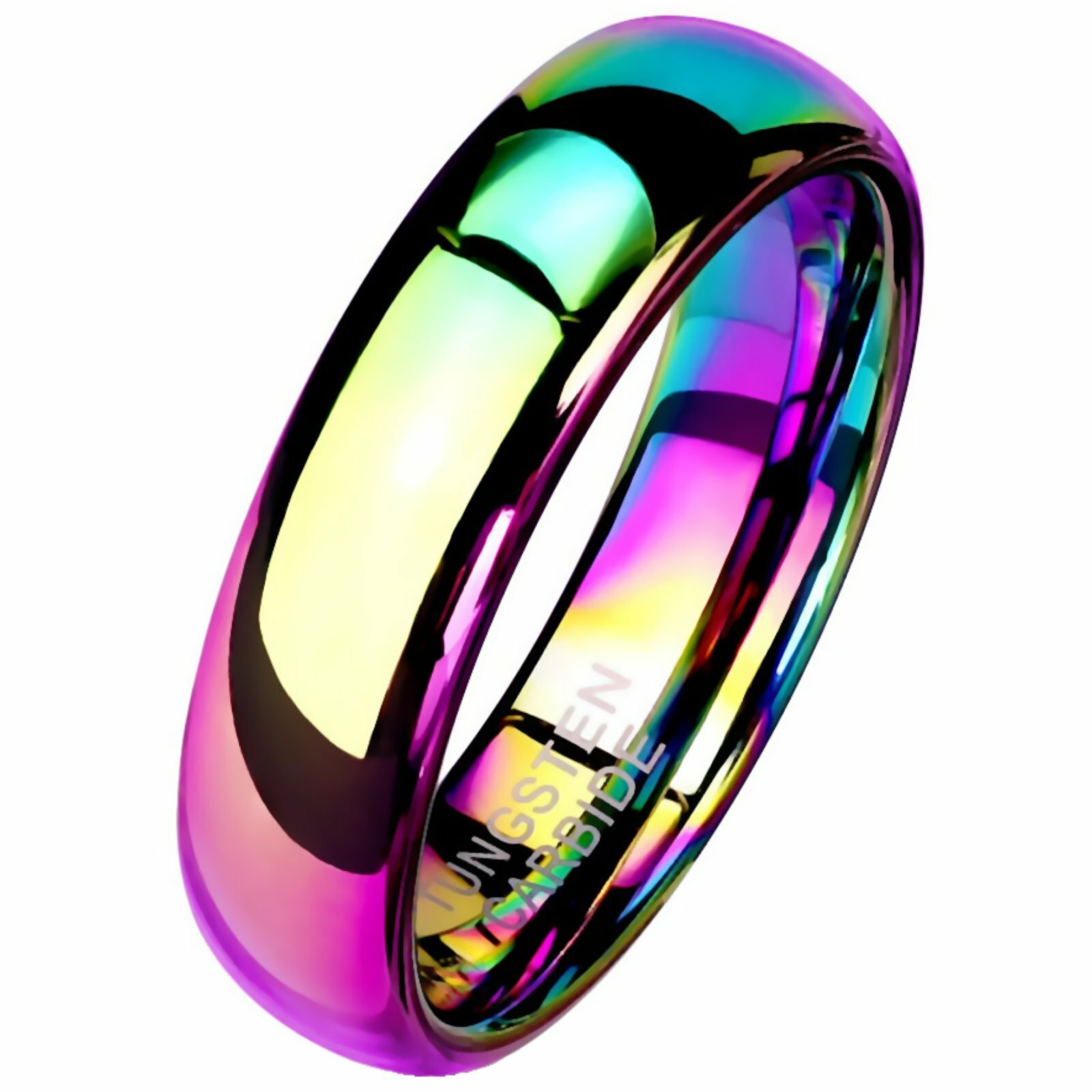 Tungsten Rainbow Ring Womens Mens 6mm Wedding Band Handfasting Promise Size 5-13