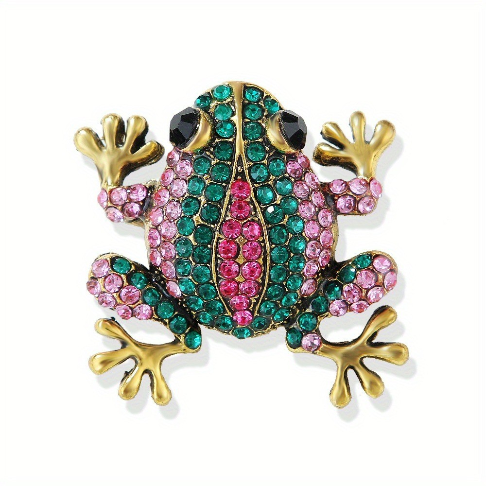 2Pcs Vintage Rhinestone Frog Brooches Women Fashion Animal Brooch Pin Jewelry