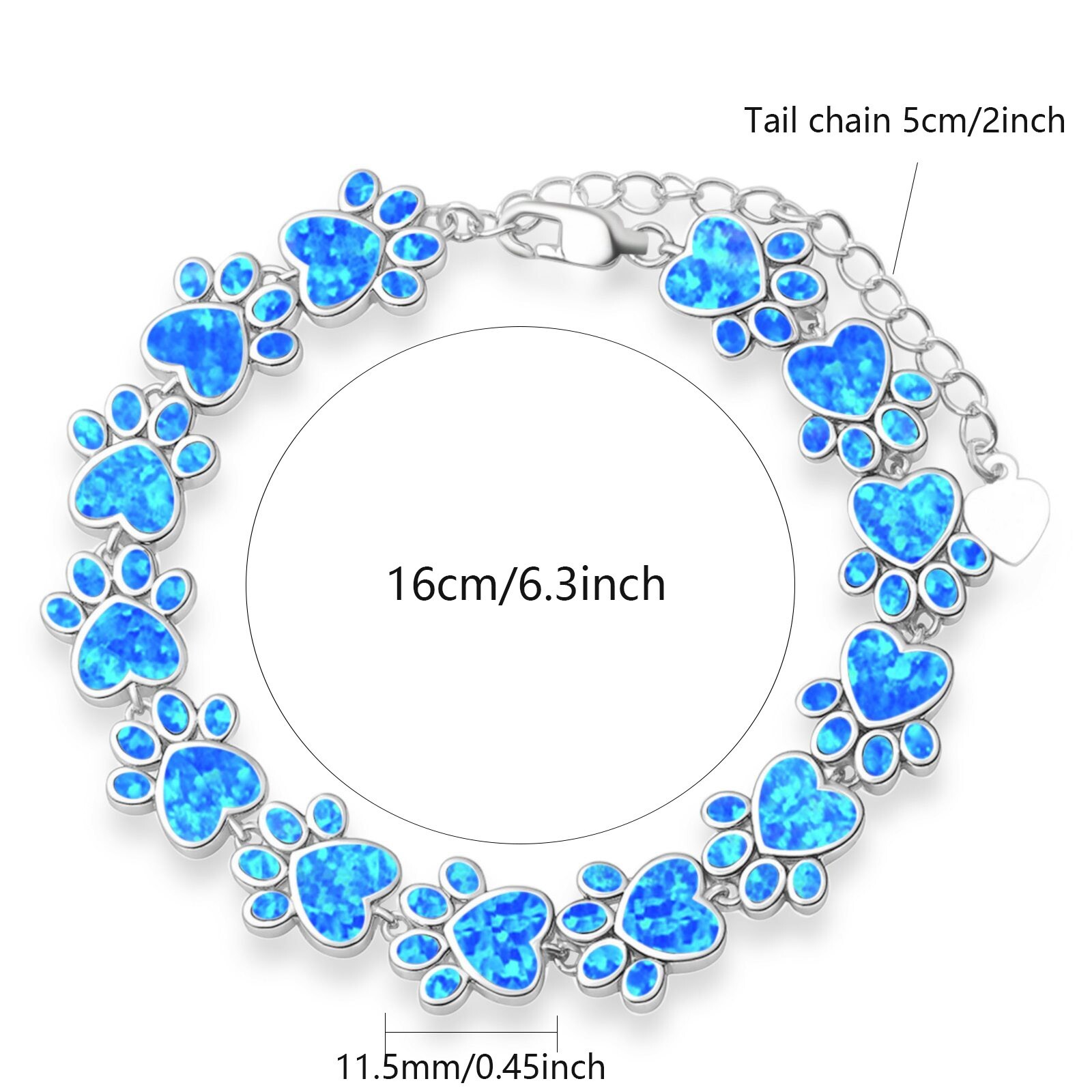Hawaii Blue Opal Dog Paw Bracelet 925 Sterling Sliver Jewelry For Women Girls