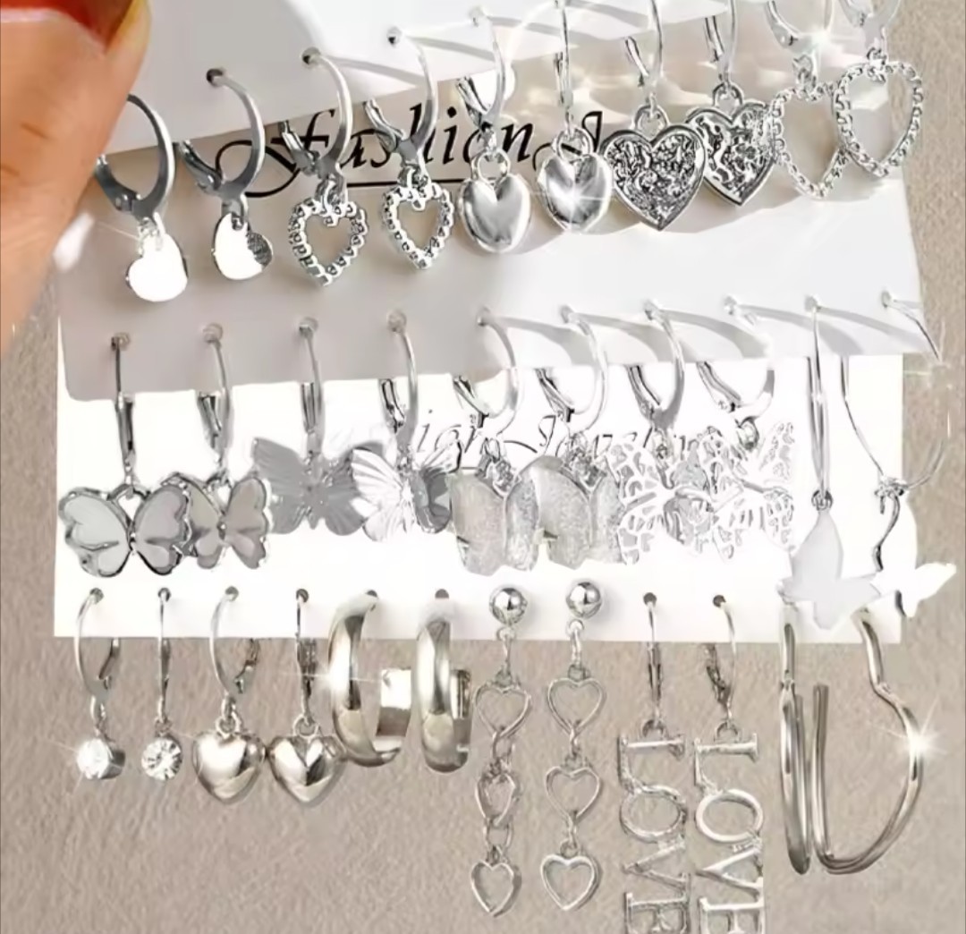 24-Pair Vintage-Inspired Small Hoop Earrings Set for Women – Geometric Daily
