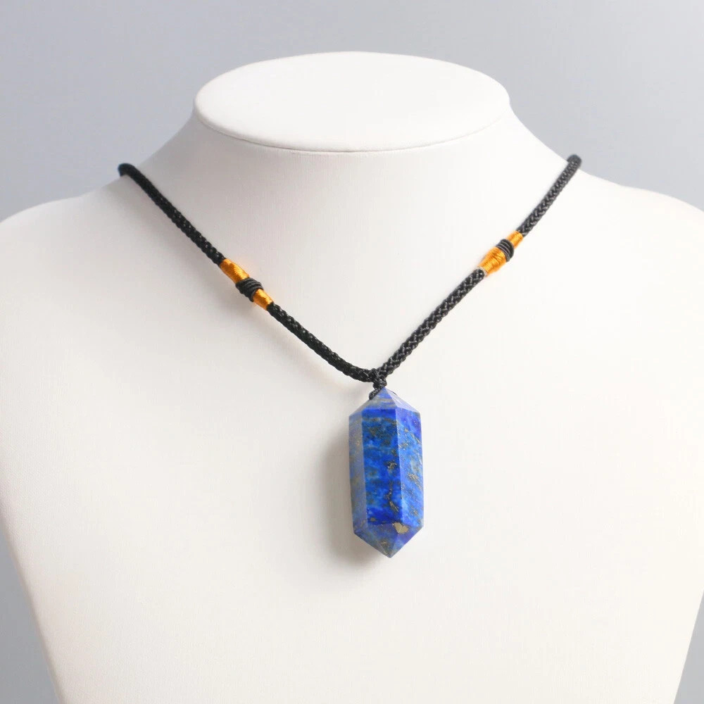 Natural Lapis Lazuli Crystal Pendant Necklace Gemstone Healing Reiki Amulet