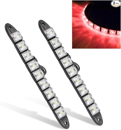 2PCS Red Daytime Running Strip Lights, Flexible Bright Spot Fog Lam Color: Red