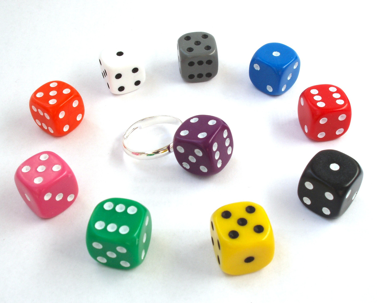 Dice Ring Silver Plated wedding favour women girl 1 2 3 4 5 6 Adjustable casino