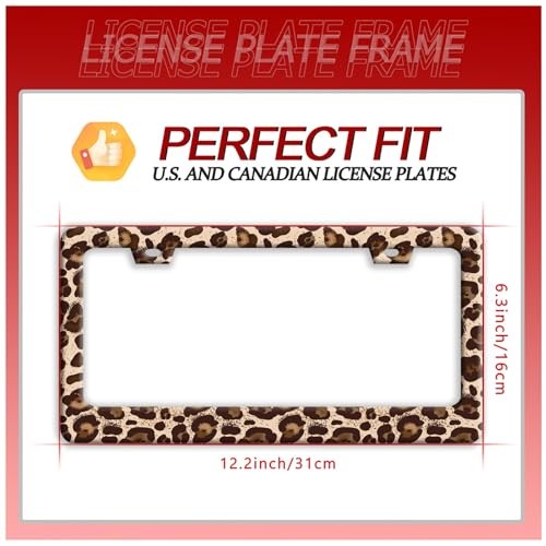Leopard Print License Plate Frame Brown Animals Skin Leopard Brown Printed