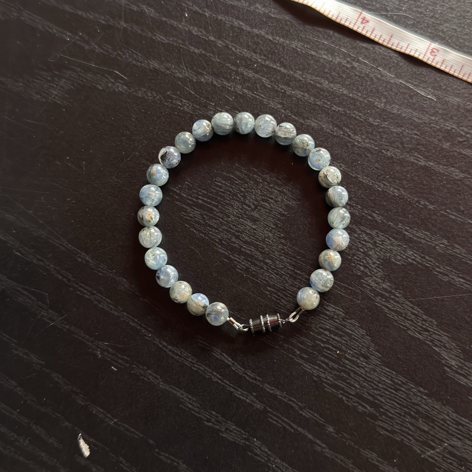 Blue Kyanite Natural Gemstone Bead Bracelet | Smooth Round 6mm