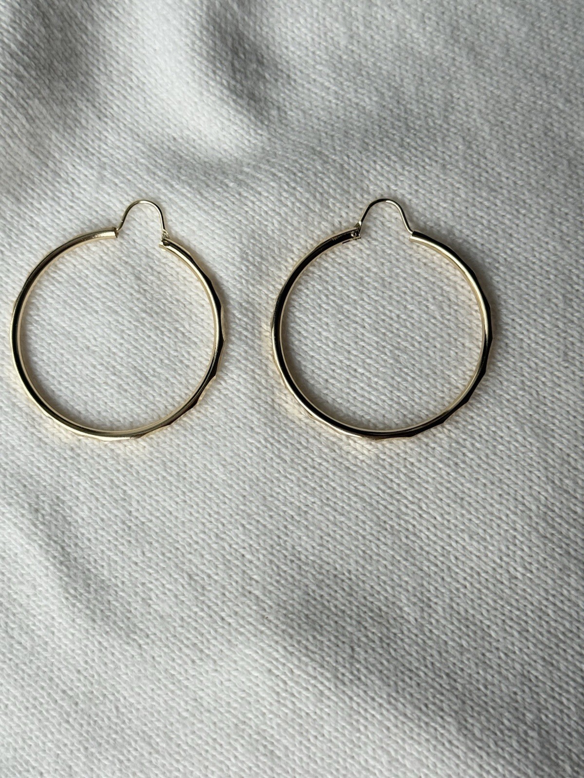 Gold Endless Style Hoop Earrings with Diamond Cuts