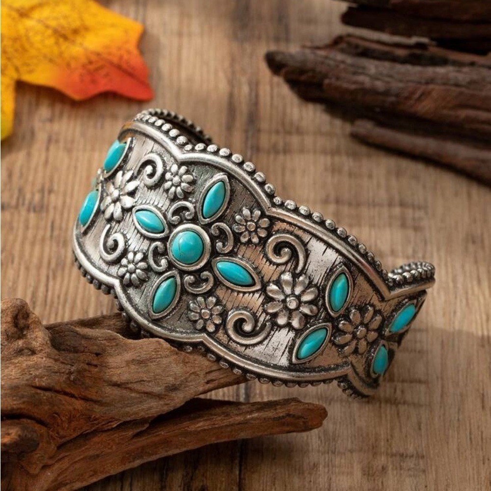 Bohemian Style fake Turquoise Iron cuff Bracelet