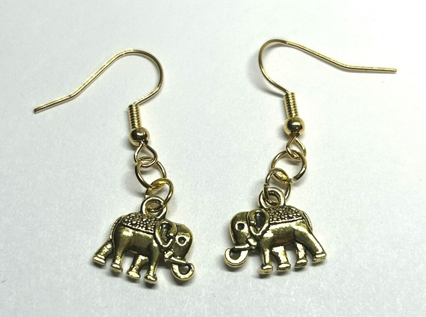 Alabama Crimson Tide Inspired Petite Golden Colored Elephant Dangle Earrings