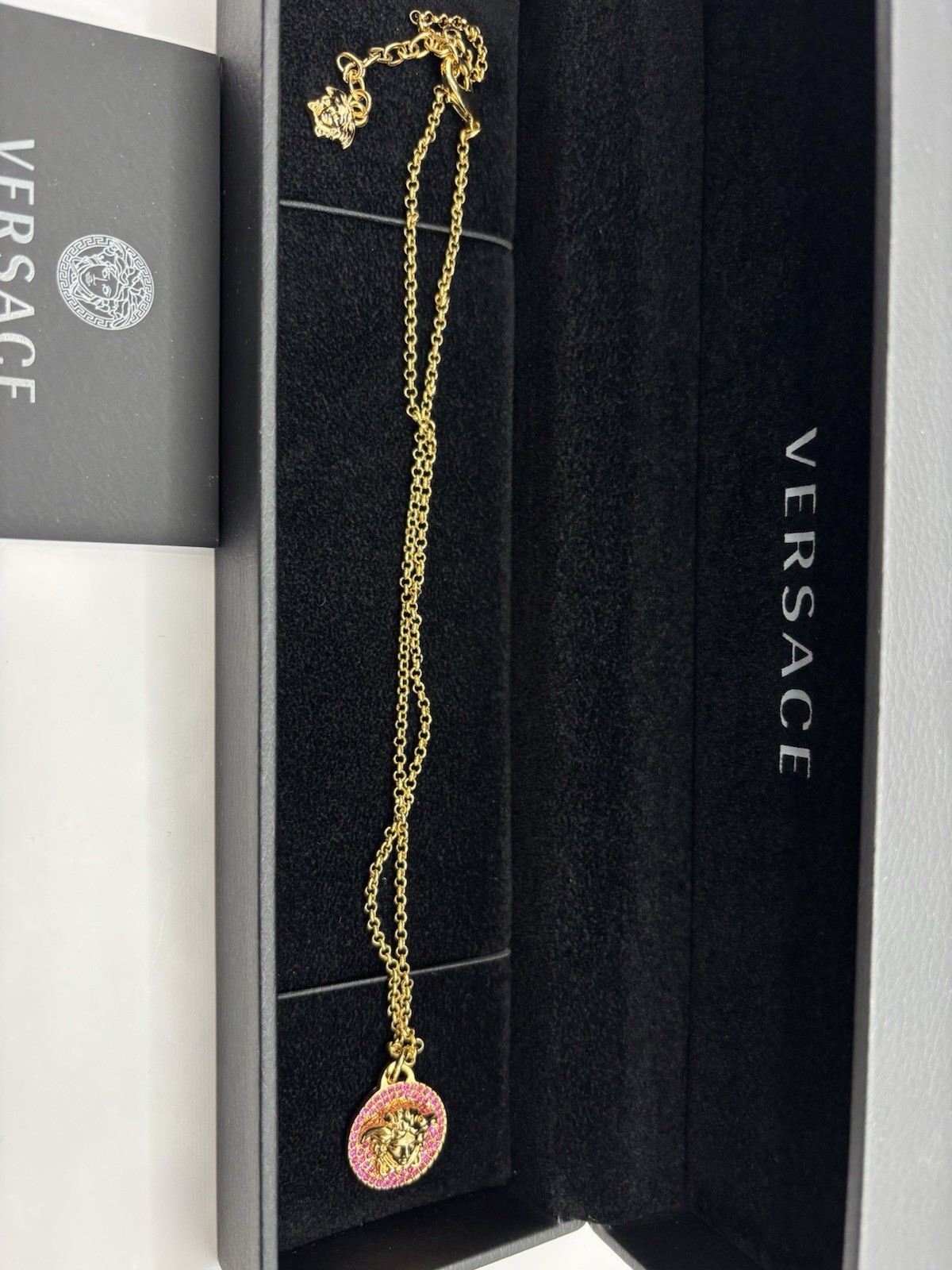 New Versace Necklace Metal+stras Gold $650 Retail Authentic