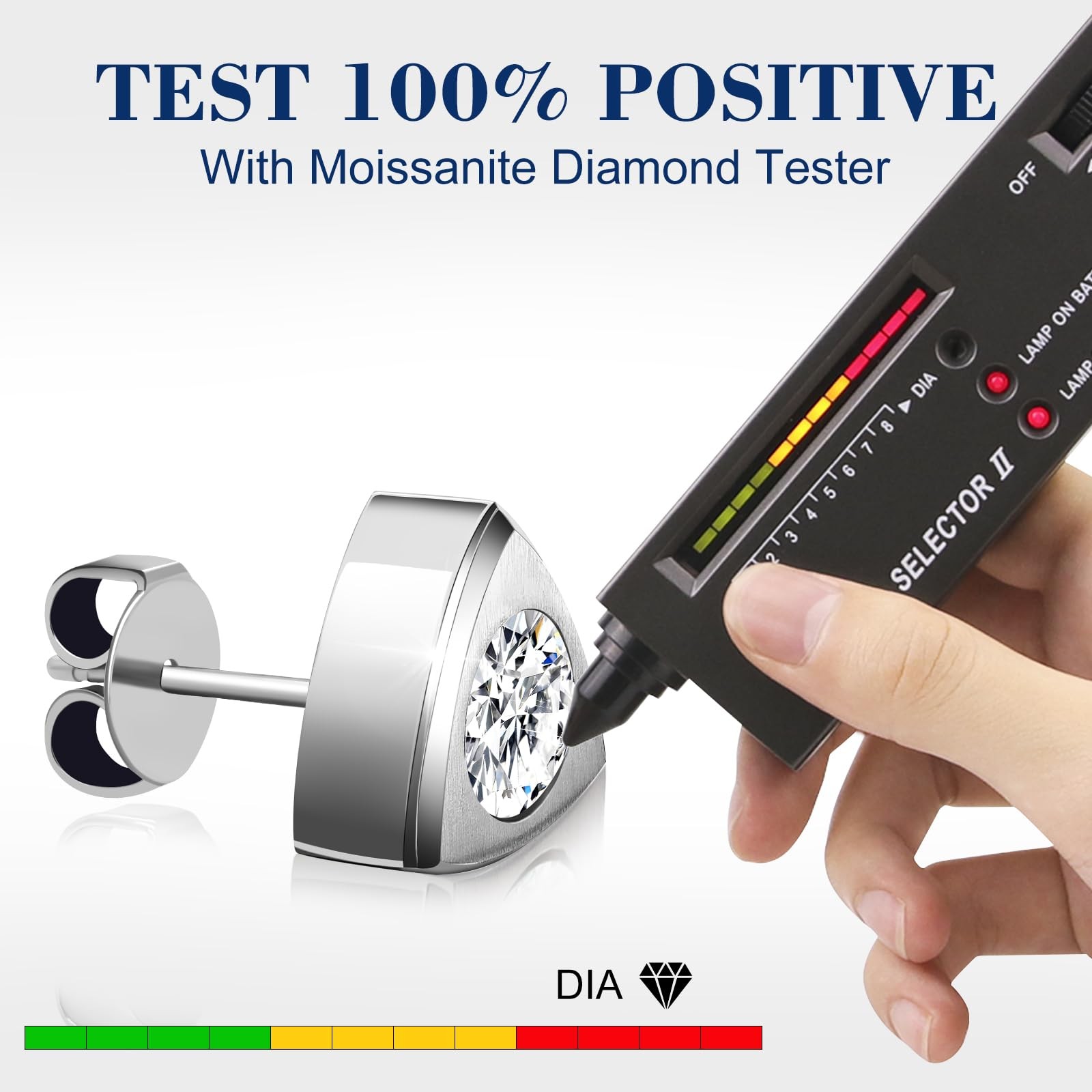 Hypoallergenic Pure Titanium Stud Earrings with Cubic Zirconia & Moissanite, …