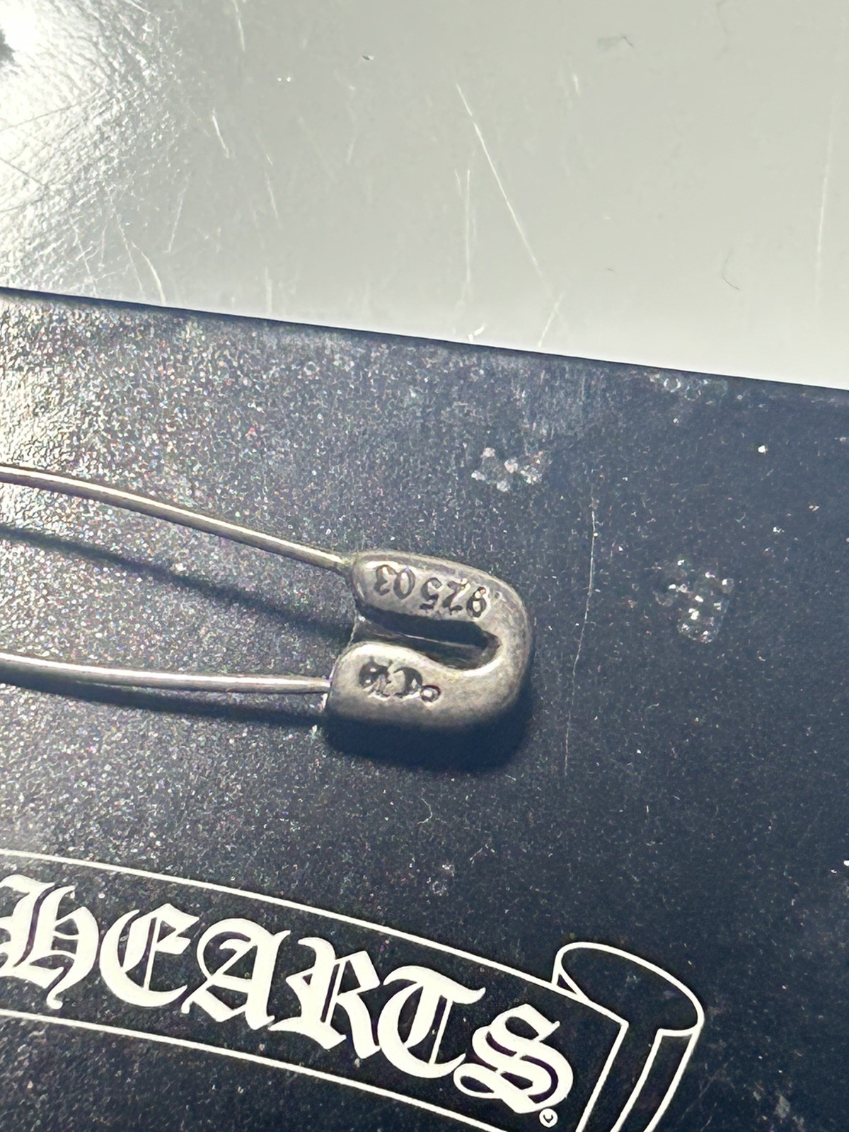 Authentic Chrome Hearts Small Safety Pin Earring + CH Cloth .925 Silver